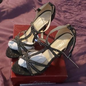 Black glitter heels 8.5